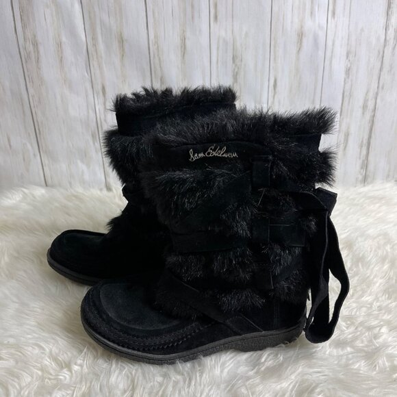 Sam Edelman Meiko Boots – Size 7 – Black Suede with Faux Fur - Picture 6 of 10